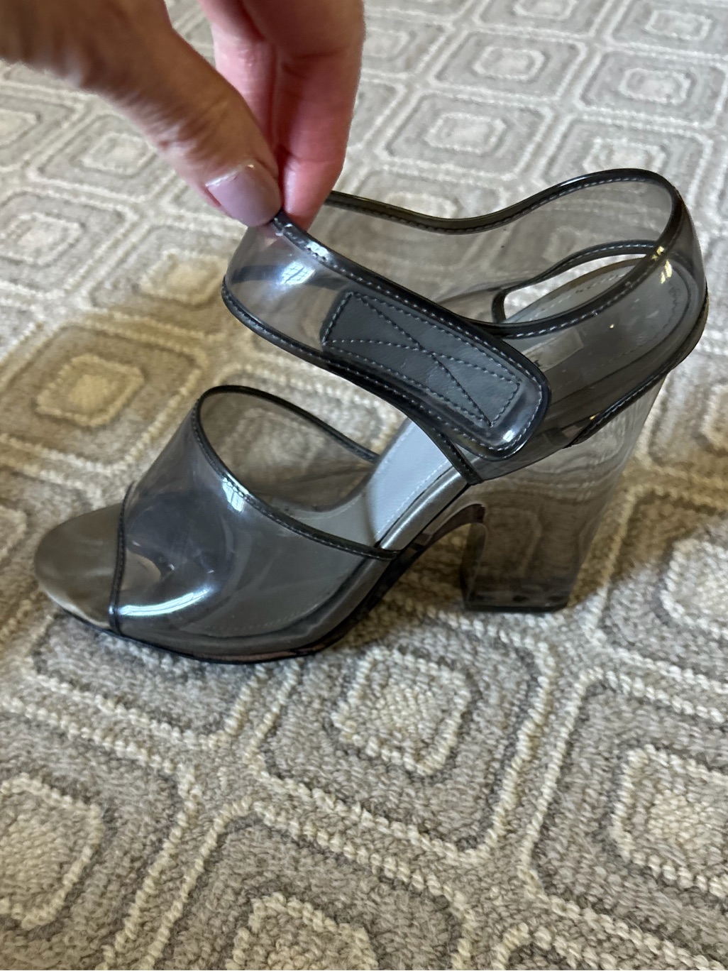 Prada Transparent Pvc Block Heel Sandals Size 38.5